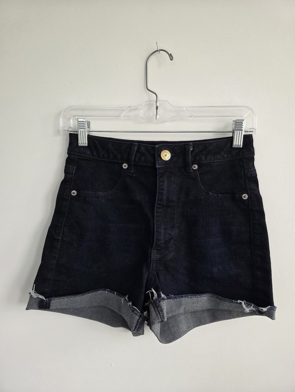 American Eagle Outfitters Cuffed Denim Shorts, Super Stretch, size 6